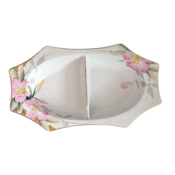 Noritake Azalea 2-Part & oval Relish Dish 8 1/4" Porcelain Floral - Picture 8 of 16
